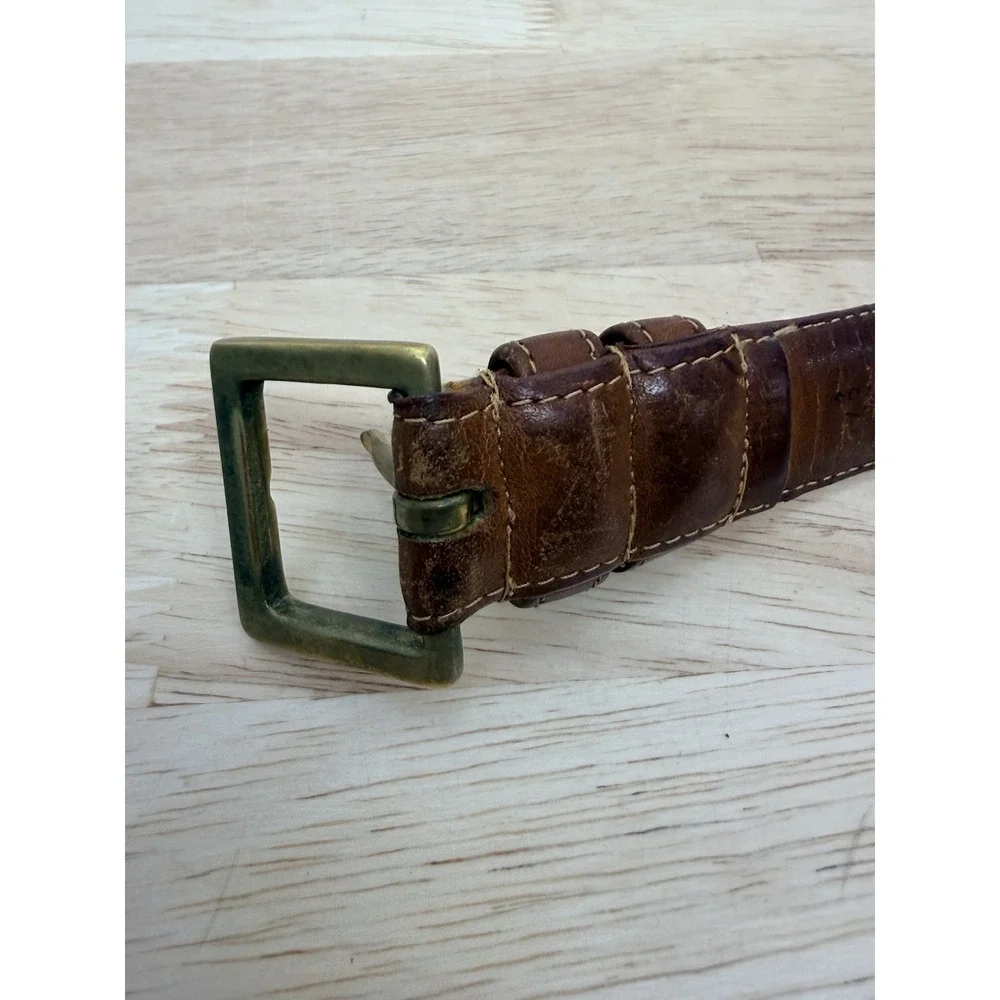 Vintage Coach British Tan Leather Belt with Brass Buckle Size 42 #25